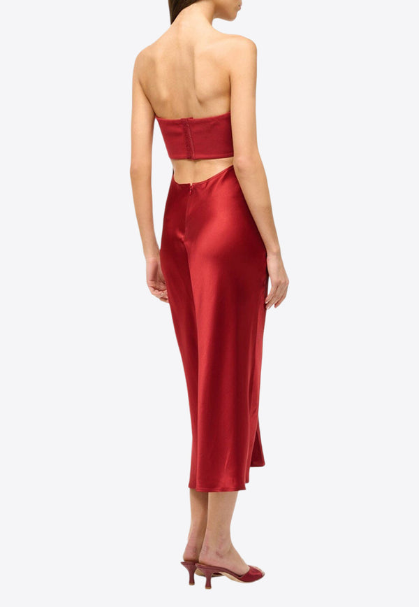 Staud Wayfaring Strapless Midi Dress Red R24F2160PSRED