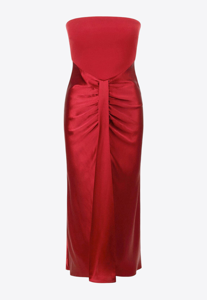 Staud Wayfaring Strapless Midi Dress Red R24F2160PSRED