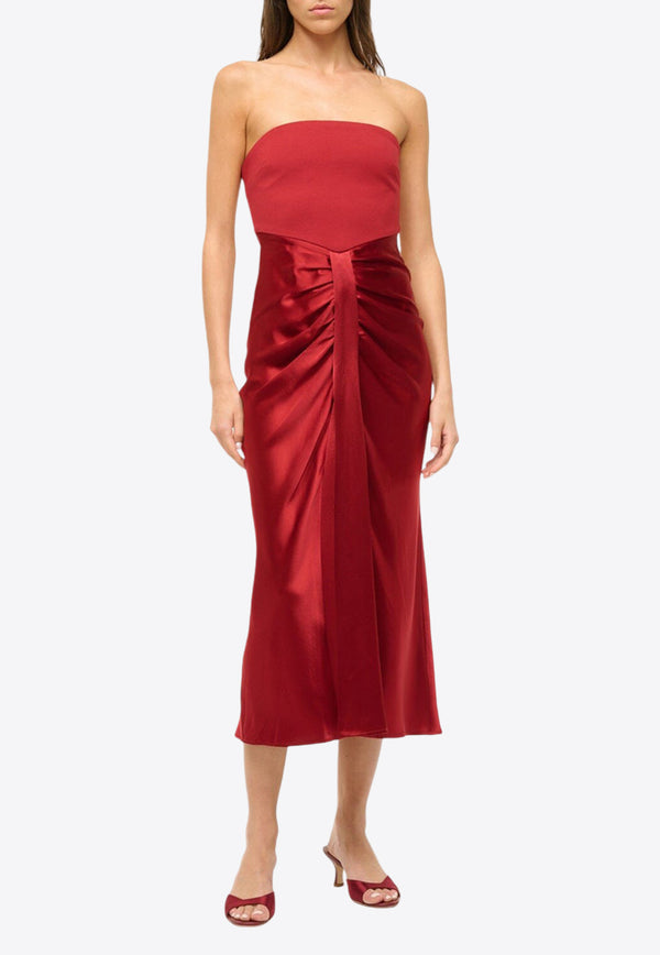 Staud Wayfaring Strapless Midi Dress Red R24F2160PSRED