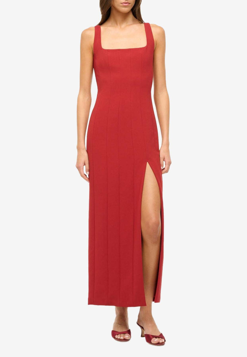 Staud Portrait Crepe Maxi Dress Red R24F2180TCRED