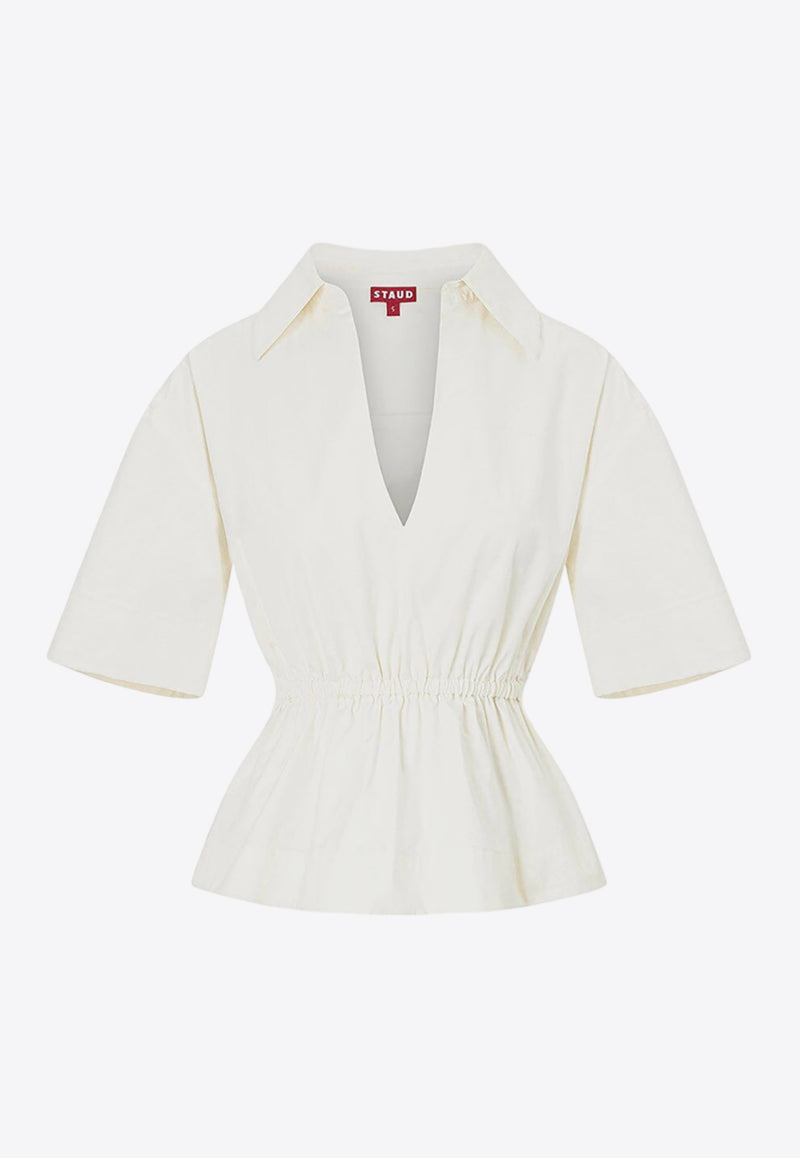 Staud Bristol Elastic-Waist Shirt Ivory R24P1101CIIVORY