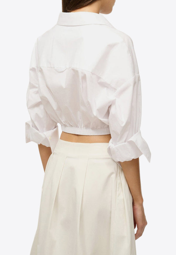 Staud Lisa Knotted Cropped Shirt White R24P1154POWHITE