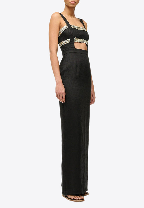 Staud Mickey Embellished Maxi Dress Black R24P2142LNBLACK