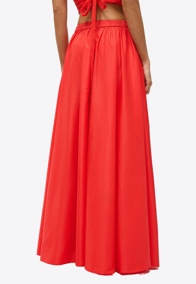 Staud Eden Drawstring Maxi Skirt Red R24P6106TNRED