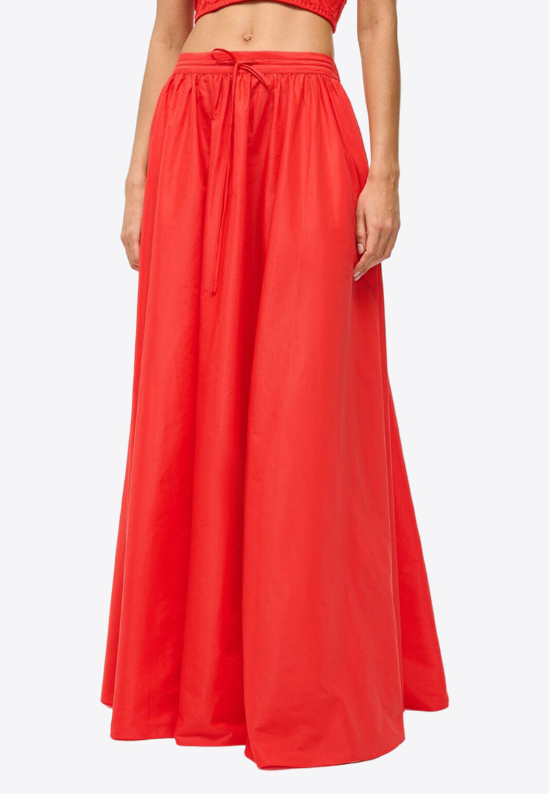 Staud Eden Drawstring Maxi Skirt Red R24P6106TNRED