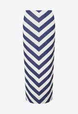 Staud St. Tropez Beaded Chevron Maxi Skirt Blue R24P6114BMSTRIPE