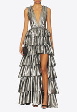 AKNVAS The Henriette Ruffle Dress Silver R26-1229B-GUN_GUNMETAL