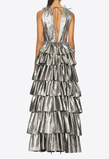 AKNVAS The Henriette Ruffle Dress Silver R26-1229B-GUN_GUNMETAL