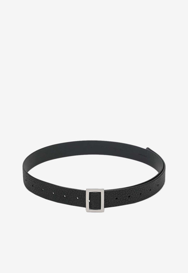 Rick Owens Logo Embossed Leather Belt Black RA02E0783LBT/R_RICKO-09