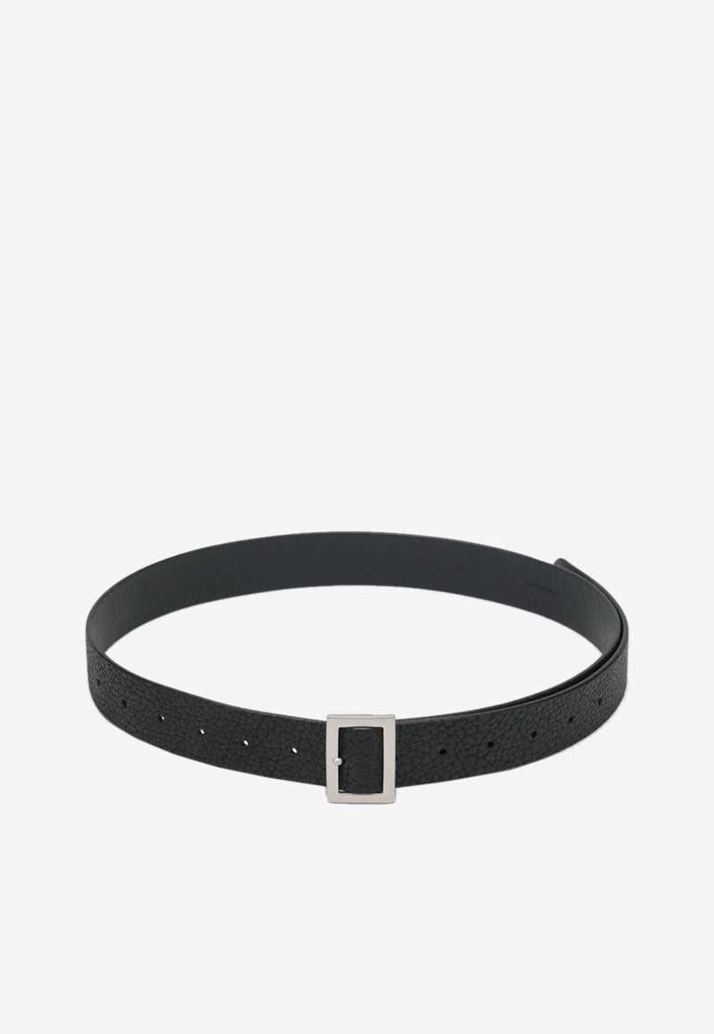Rick Owens Logo Embossed Leather Belt Black RA02E0783LBT/R_RICKO-09