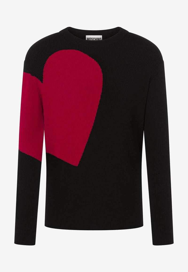 Moschino Heart Knit Wool Sweater RA091970004555 4555 Black