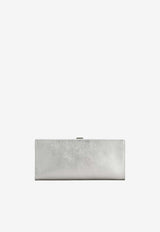 Roger Vivier Pilgrim Clutch Bag in Metallic Leather Silver RBWABDD0220L4Q B200