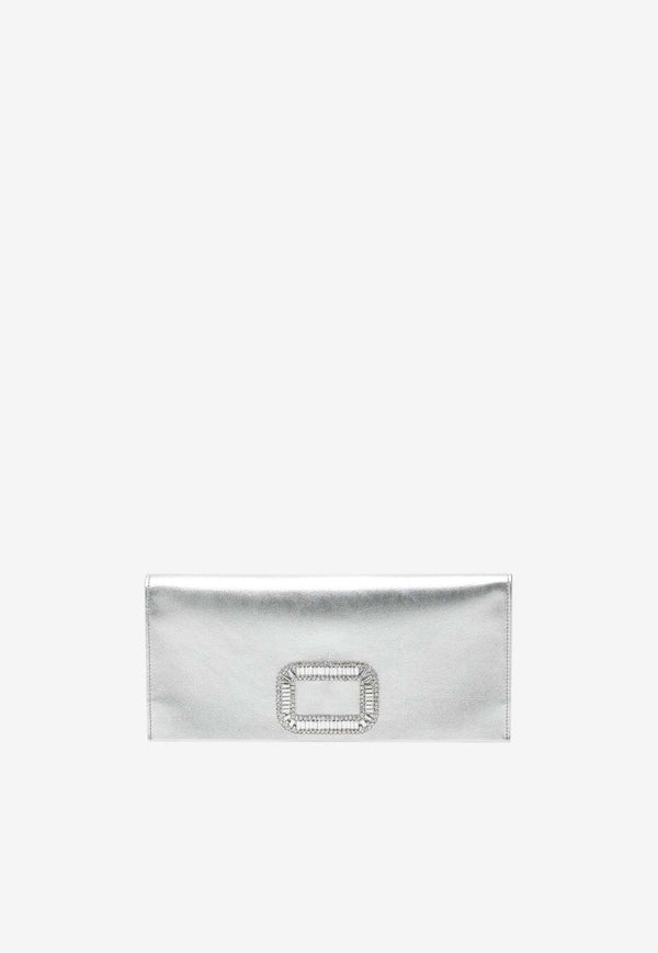 Roger Vivier Mini Pilgrim Metallic Leather Clutch Silver RBWABDD0220L4Q/S_ROGVI-B200