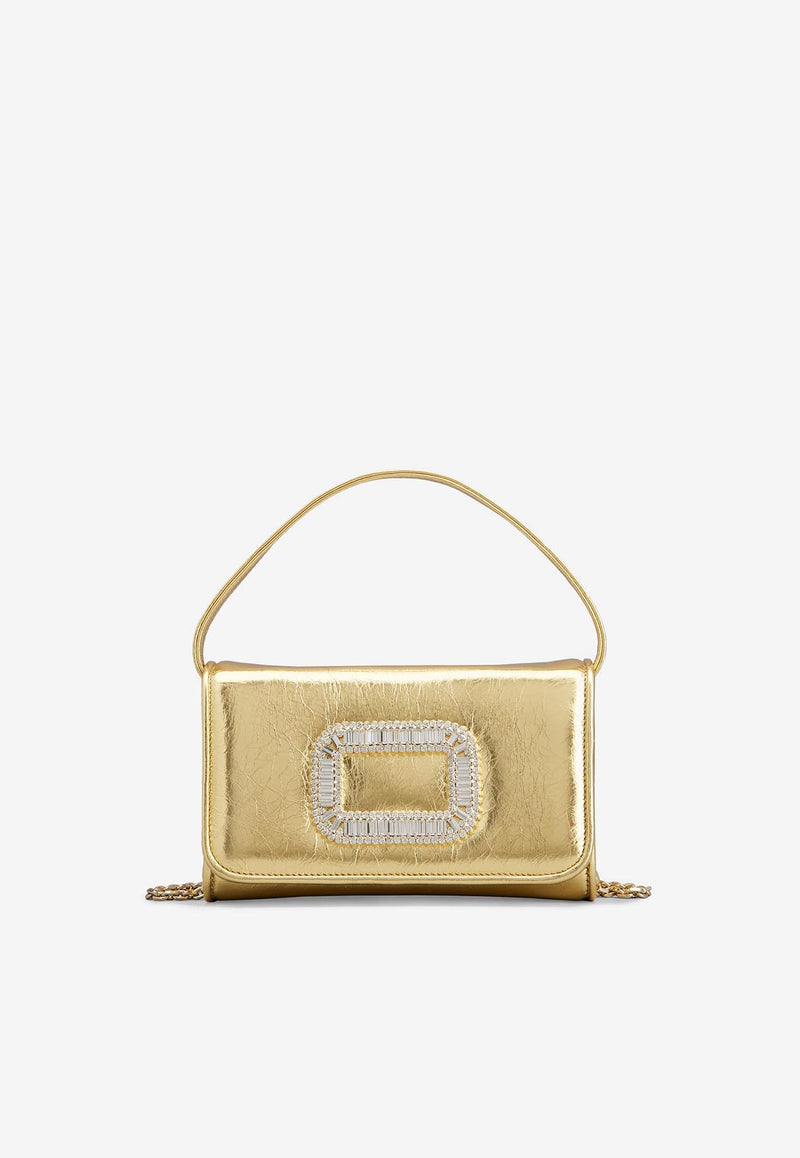 Roger Vivier Micro Pilgrim Leather Top Handle Bag RBWABDH00L0T0HG005 G005 Gold