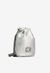 Roger Vivier Nano Pilgrim Bucket Bag in Metallic Leather Silver RBWABDK0000L4Q B200