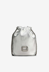 Roger Vivier Nano Pilgrim Bucket Bag in Metallic Leather Silver RBWABDK0000L4Q B200
