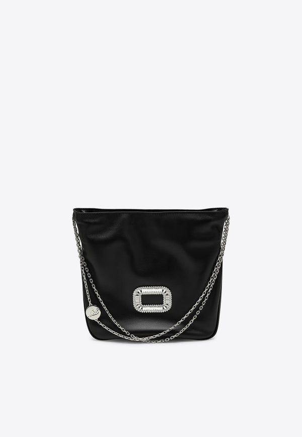 Roger Vivier Mini Pilgrim Nappa Leather Bucket Bag Black RBWABDK0100YDR/R_ROGVI-B999