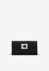 Roger Vivier Crystal Buckle Envelope Bag in Satin RBWAMFD0200RS0B999 B999 Black