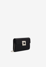 Roger Vivier Crystal Buckle Envelope Bag in Satin RBWAMFD0200RS0B999 B999 Black
