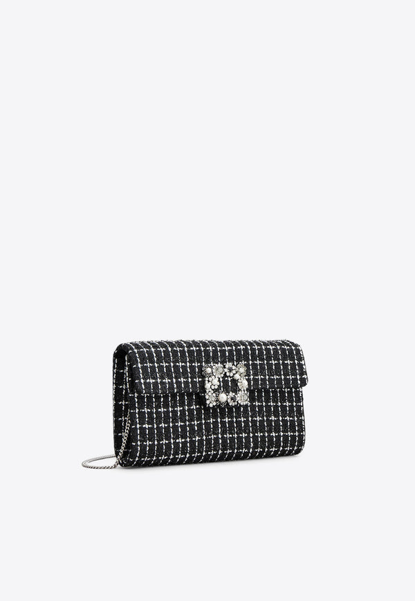 Efflorescence-Buckle Checked Tweed Clutch Bag RBWAMFD0206TPDB999 B999