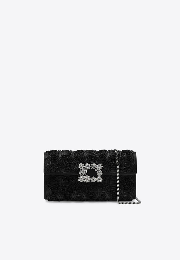 Roger Vivier Efflorescence Satin Clutch Bag  Black RBWAMFDN200RS0/R_ROGVI-B999
