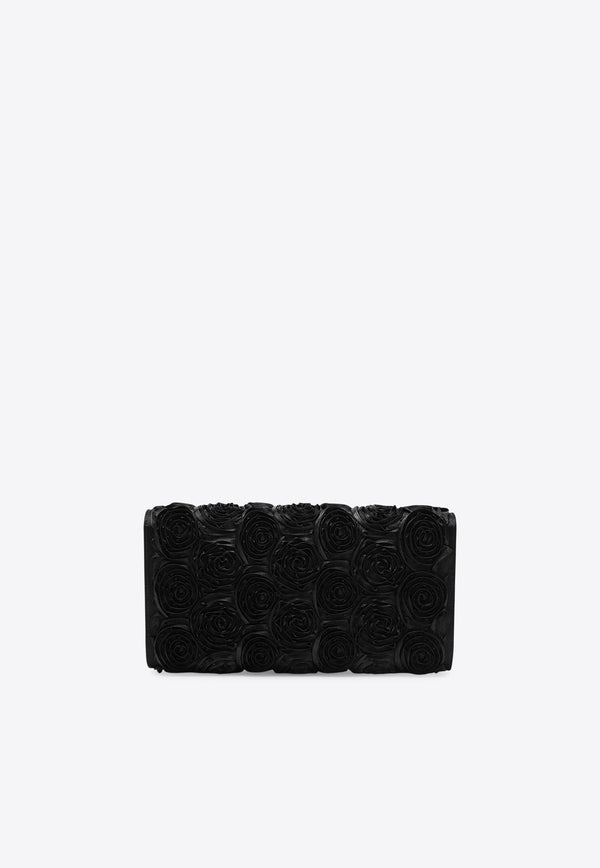 Roger Vivier Efflorescence Satin Clutch Bag  Black RBWAMFDN200RS0/R_ROGVI-B999