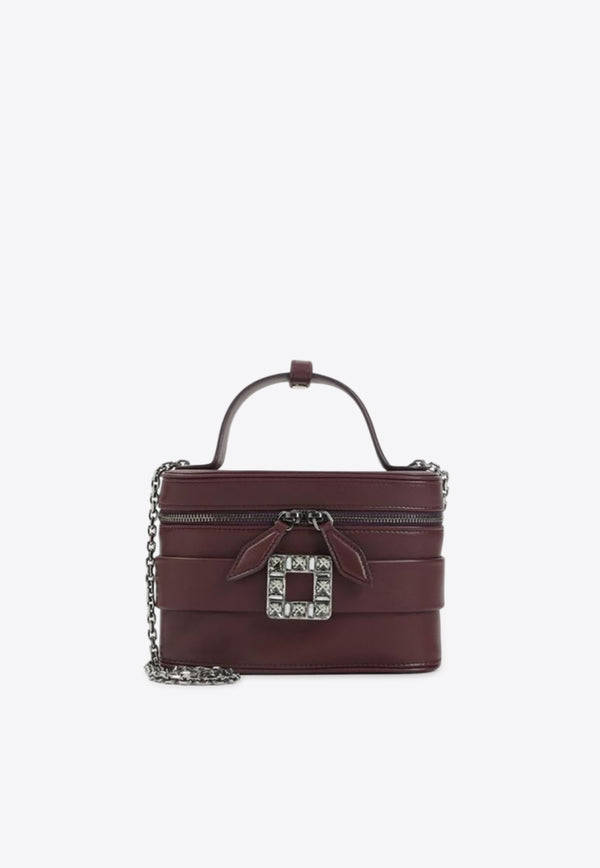 Roger Vivier Rhinestone Buckle Leather Vanity Bag Bordeaux RBWANMH0003YDR/R_ROGVI-R802