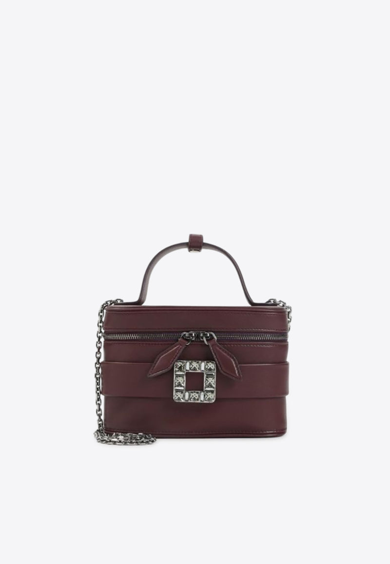 Roger Vivier Rhinestone Buckle Leather Vanity Bag Bordeaux RBWANMH0003YDR/R_ROGVI-R802