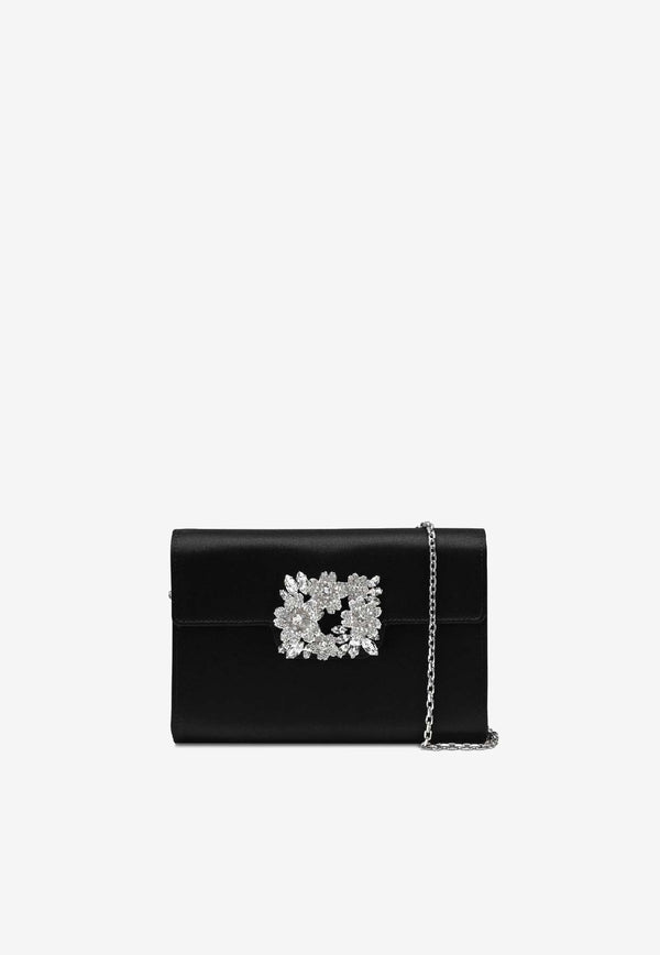 Roger Vivier Mini Efflorescence Satin Clutch Bag Black RBWANVD0100RS0/S_ROGVI-B999