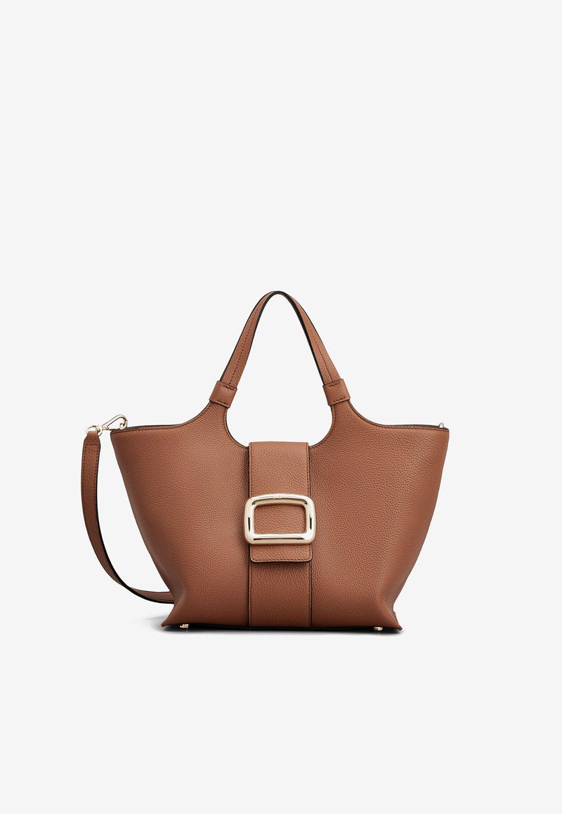 Roger Vivier Mini Viv' Choc Shopping Bag in Leather RBWAOGA0100QV7S018 S018 Brown