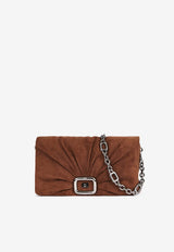 Roger Vivier Viv' Choc Suede Shoulder Bag Brown