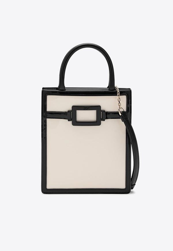 Roger Vivier Mini Belle Vivier Voyage Tote Bag in Patent Leather Off-white RBWAORO0101QTC/N_ROGVI-0H62