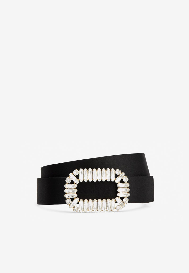 Roger Vivier Sexy Choc Buckle Belt in Satin RCWC0683100UX2B999 B999 Black