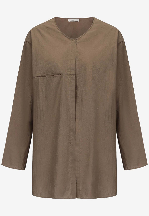 RUOHAN Gili Wrinkled Long-Sleeved Blouse Taupe RE023AW25_TAUPE