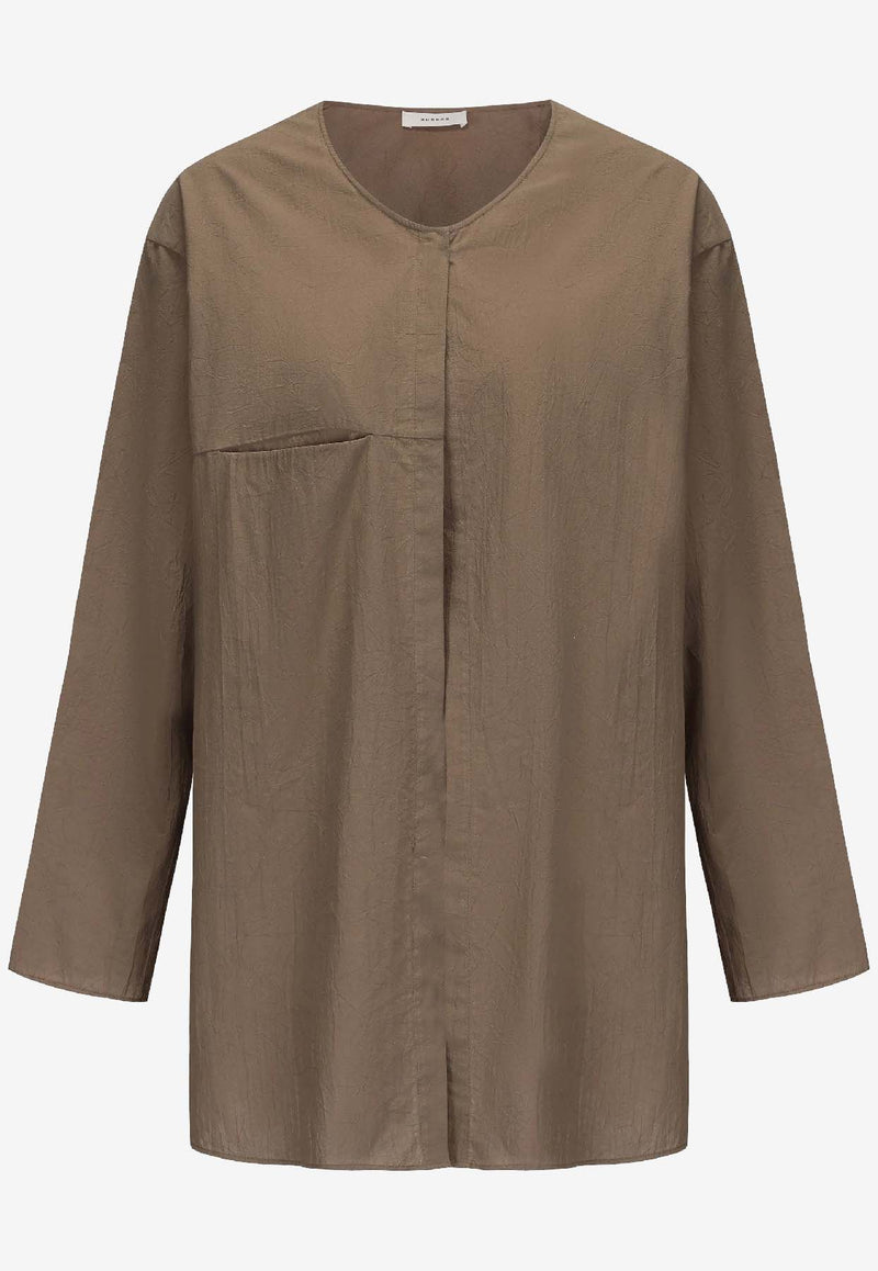 RUOHAN Gili Wrinkled Long-Sleeved Blouse Taupe RE023AW25_TAUPE