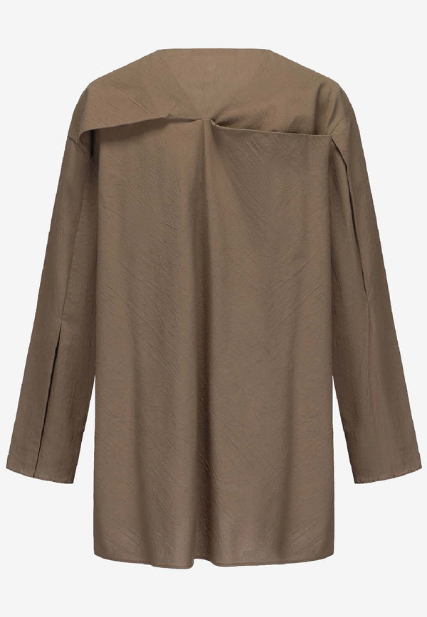 RUOHAN Gili Wrinkled Long-Sleeved Blouse Taupe RE023AW25_TAUPE