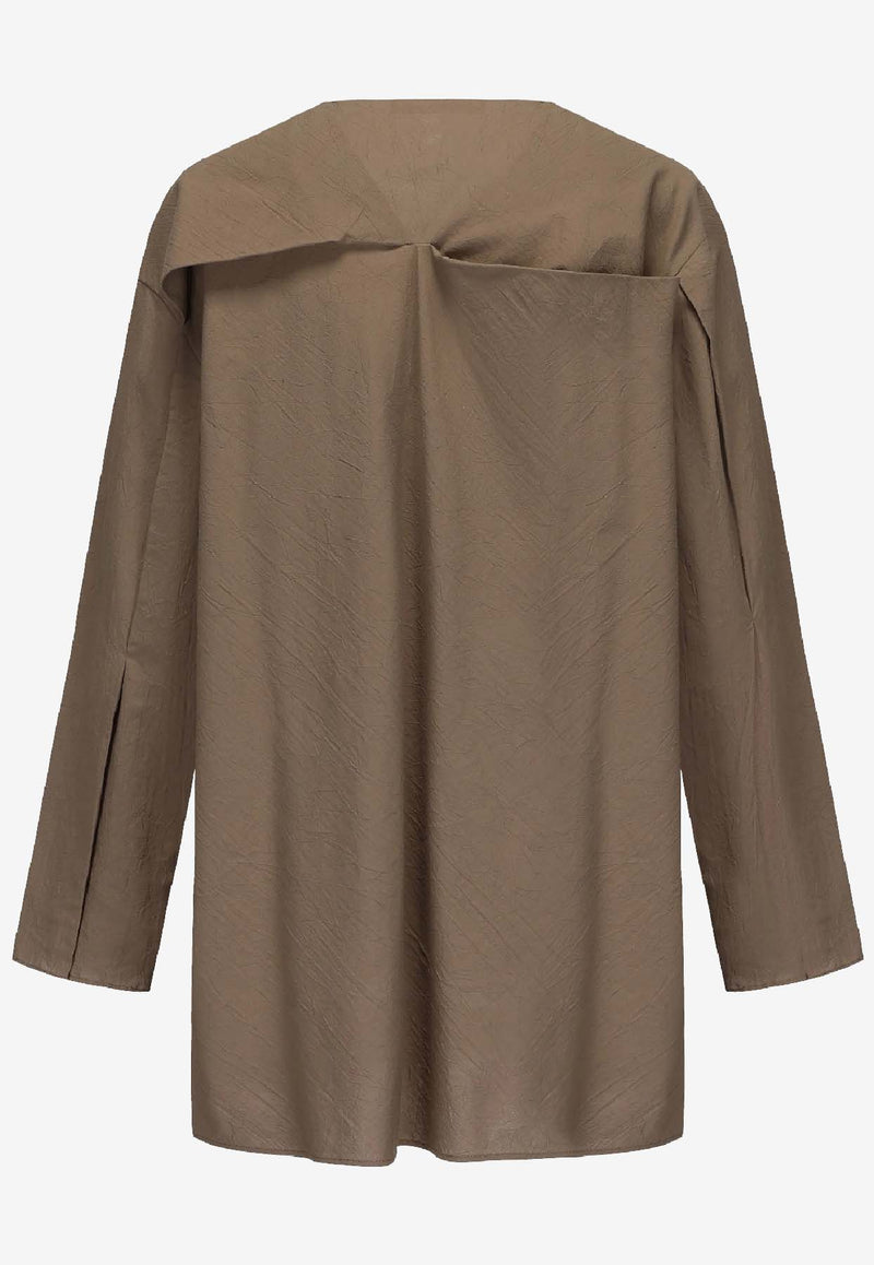 RUOHAN Gili Wrinkled Long-Sleeved Blouse Taupe RE023AW25_TAUPE