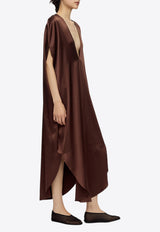 RUOHAN Arno V-neck Midi Kaftan Dress Brown RE067SS26_BROWN