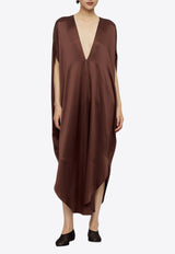 RUOHAN Arno V-neck Midi Kaftan Dress Brown RE067SS26_BROWN