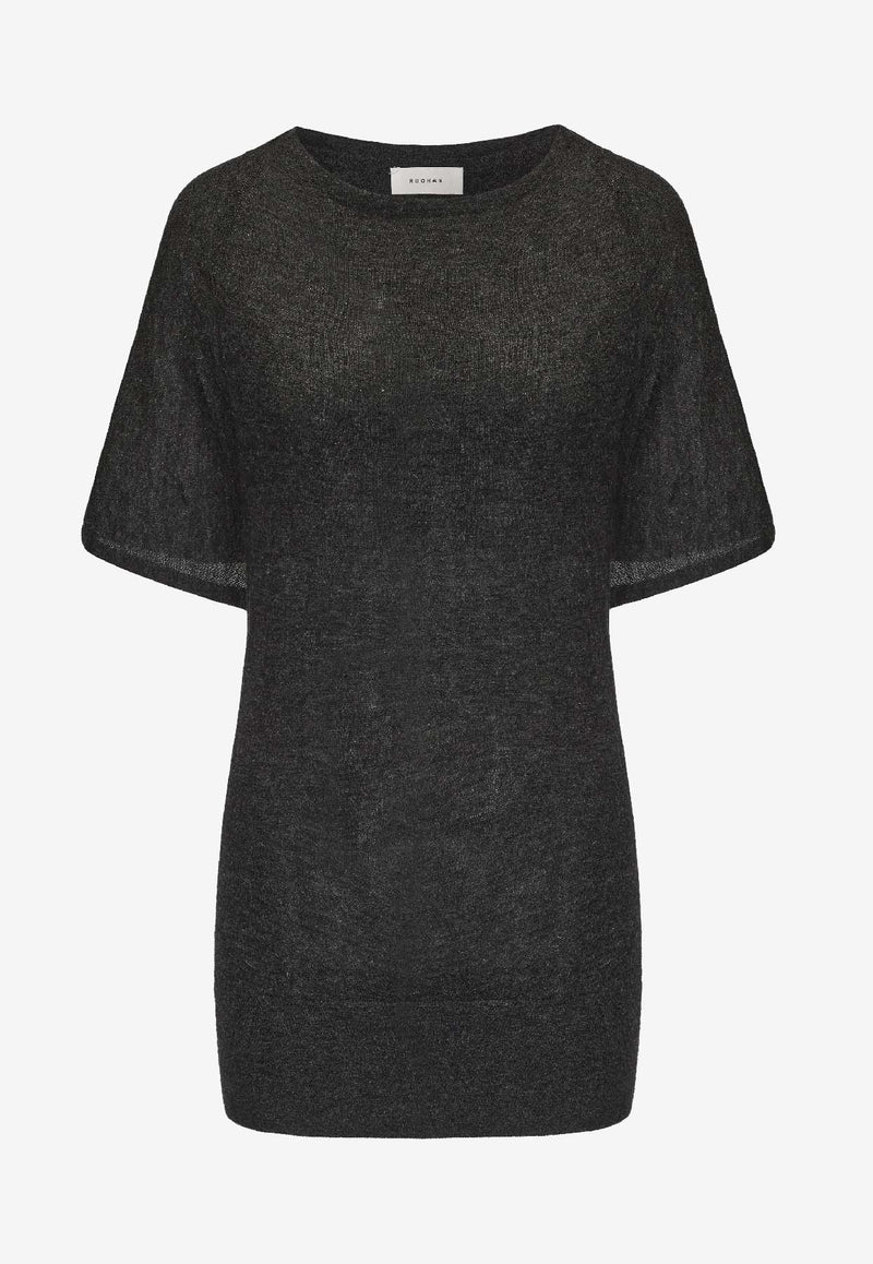 RUOHAN Cape Short-Sleeved Cashmere Top Gray RE071AW25_DARK GREY