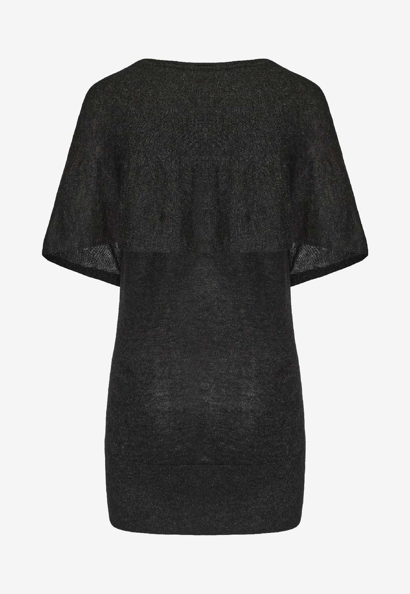 RUOHAN Cape Short-Sleeved Cashmere Top Gray RE071AW25_DARK GREY