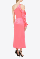 David Koma One-Shoulder Satin Midi Dress Pink RE23DK09DVI/M_DAVID-NP