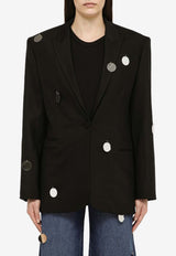 David Koma Single-Breasted Wool Blazer RE24DK03JWO/O_DAVID-BS Black