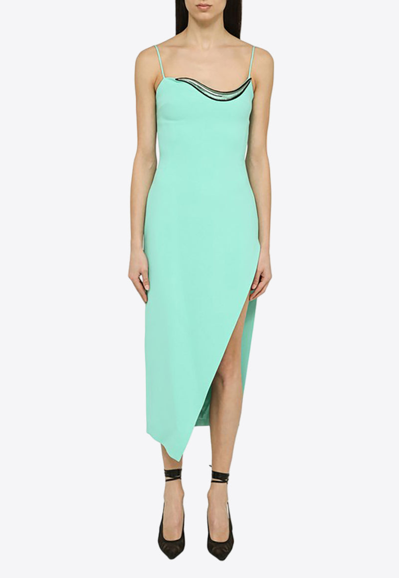 David Koma High Slit Viscose Midi Dress Green RE24DK24DAPL/O_DAVID-AA