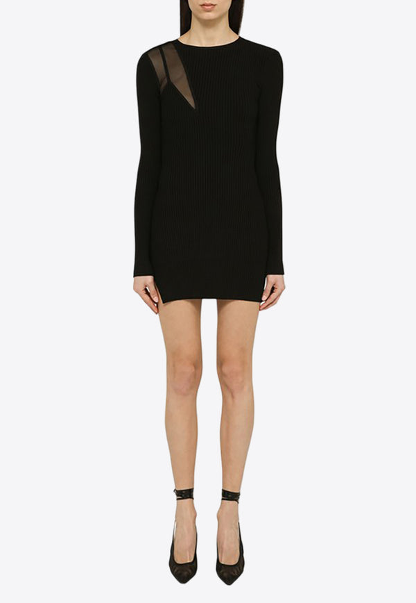 David Koma Mesh Paneled Mini Dress Black RE24DKKN27DPL/O_DAVID-BLK