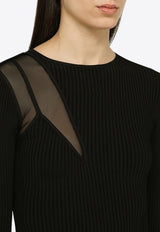 David Koma Mesh Paneled Mini Dress Black RE24DKKN27DPL/O_DAVID-BLK