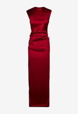 Max Mara Pianoforte Rea Draped Satin Maxi Dress Red REASI/P_MAXMP-007