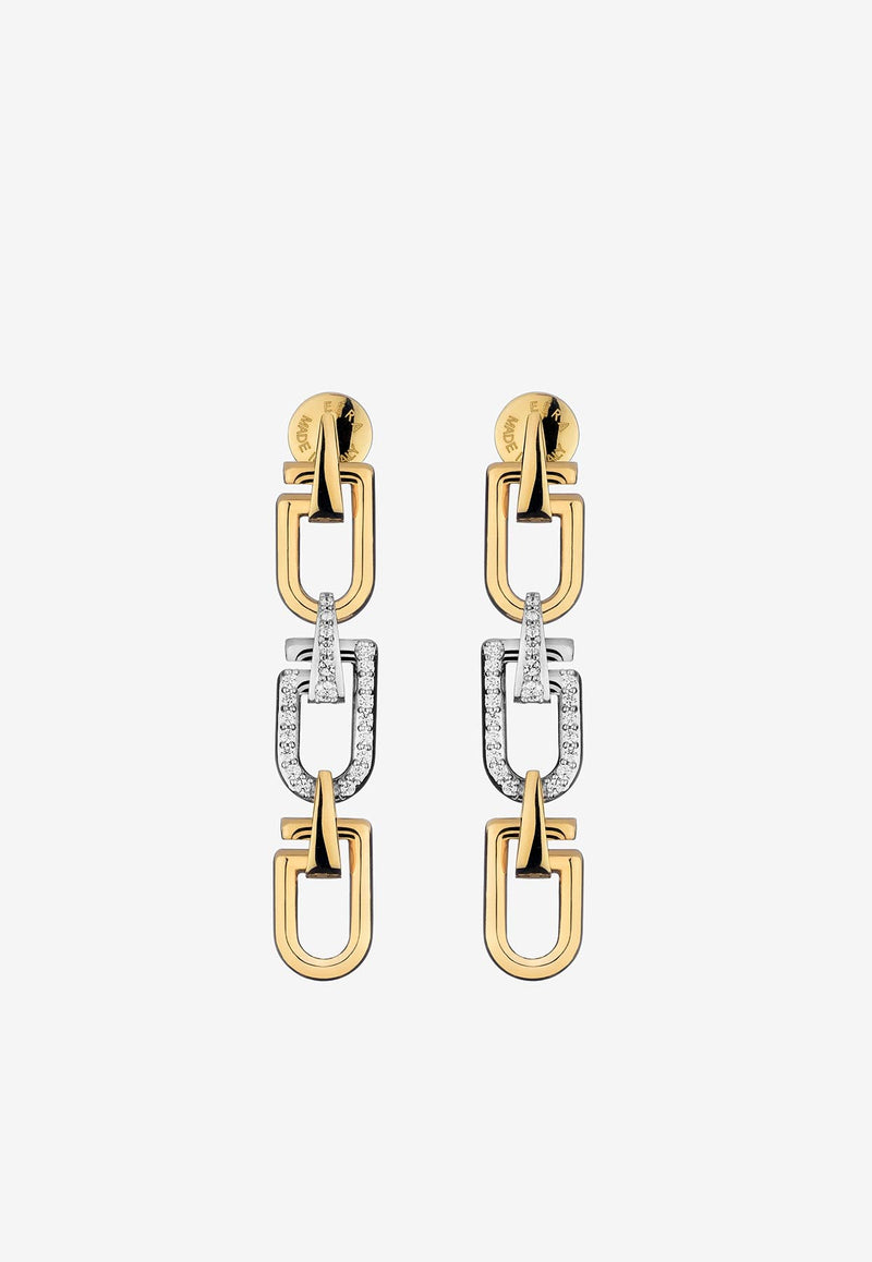 EÉRA Reine Drop Earrings in 18-karat White and Yellow Gold with Diamonds Gold REERFP18U5