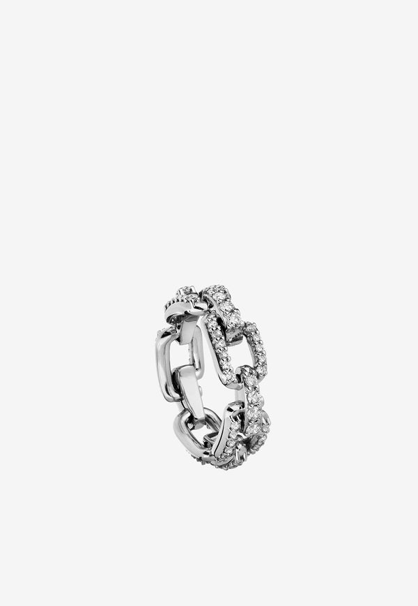 EÉRA Reine Diamond Chain Ring in 18-karat White Gold Silver RERIFP02U1