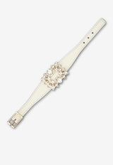Roger Vivier Broche Vivier Buckle Bracelet in Leather REWCO690100XMA1G73 1G73 White